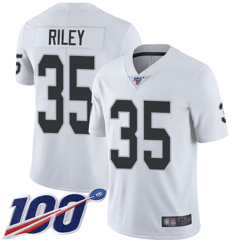 Men Oakland Raiders Limited White Curtis Riley Road Jersey NFL Football 35 100th Season Vapor Jersey